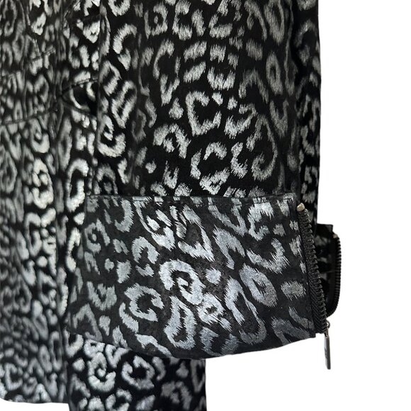 Pamela McCoy Black Silver Animal Leopard Print Metallic Leather Jacket  3X   New - Picture 4 of 5